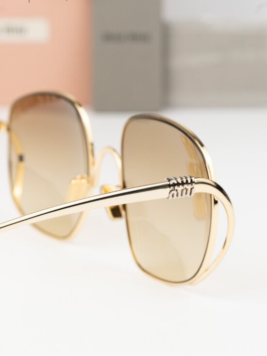 Miu Miu Women Sunglasses Gold Yellow Gradient Square MUA57S 5AK20S NEW AUTHENTIC main image 8